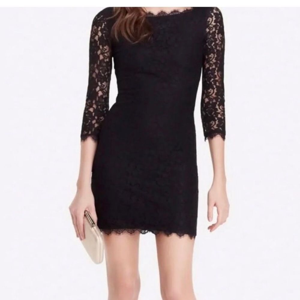 Diane Von Furstenberg Black Lace Dress